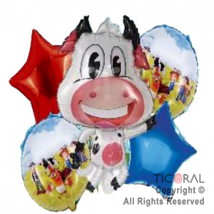 SET DE GLOBOS METALIZADO VACA LOLA 5 UNIDADES X 1